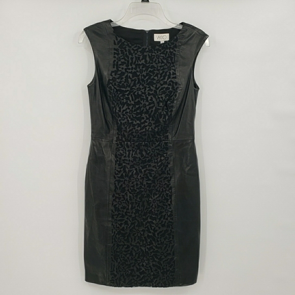 VAKKO Black Lamb Leather Dress With Lace Insert Front Panel - Picture 2 of 13